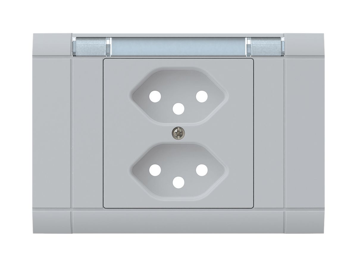 EB-Frontset kallysto, für EB-Steckdose 2×T13, mit Bezeichnungsträger, hellgrau