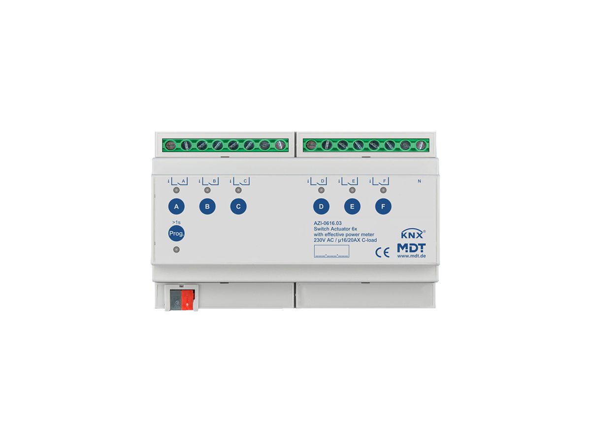 REG-Schaltaktor KNX MDT AZI-0616.03 6-Kan 16A 230VAC 8TE