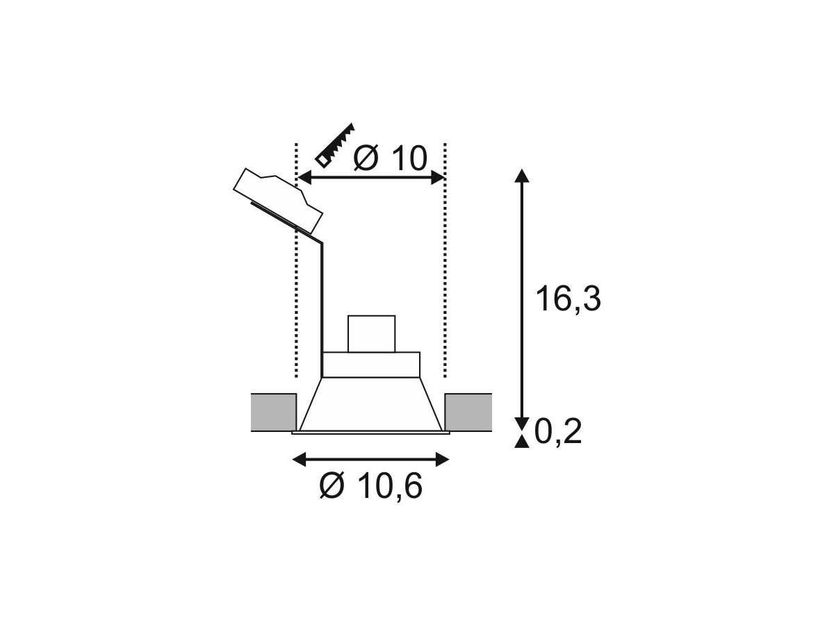 EB-Downlight SLV HORN-O, GU10 50W IP20 mattschwarz