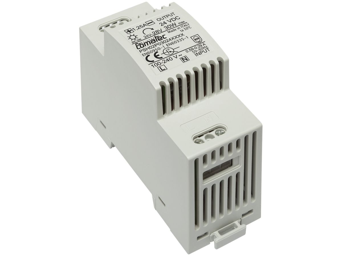 REG-Netzteil Comatec PSH02, IN: 100…240VAC, OUT: 24VDC/30W, stabilisiert, 2TE