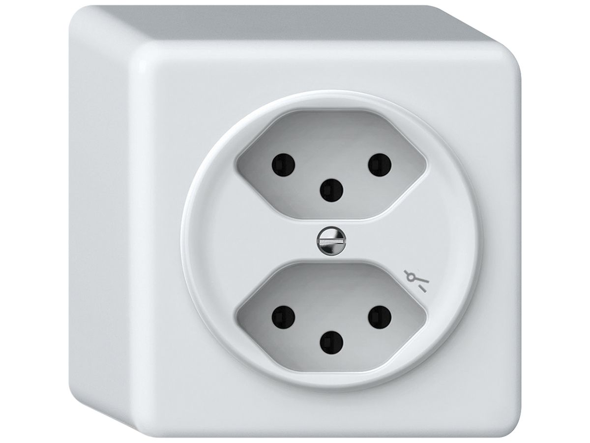AP-Steckdose origin 2×Typ 13 1×S 10A 230V 88×88×54mm weiss