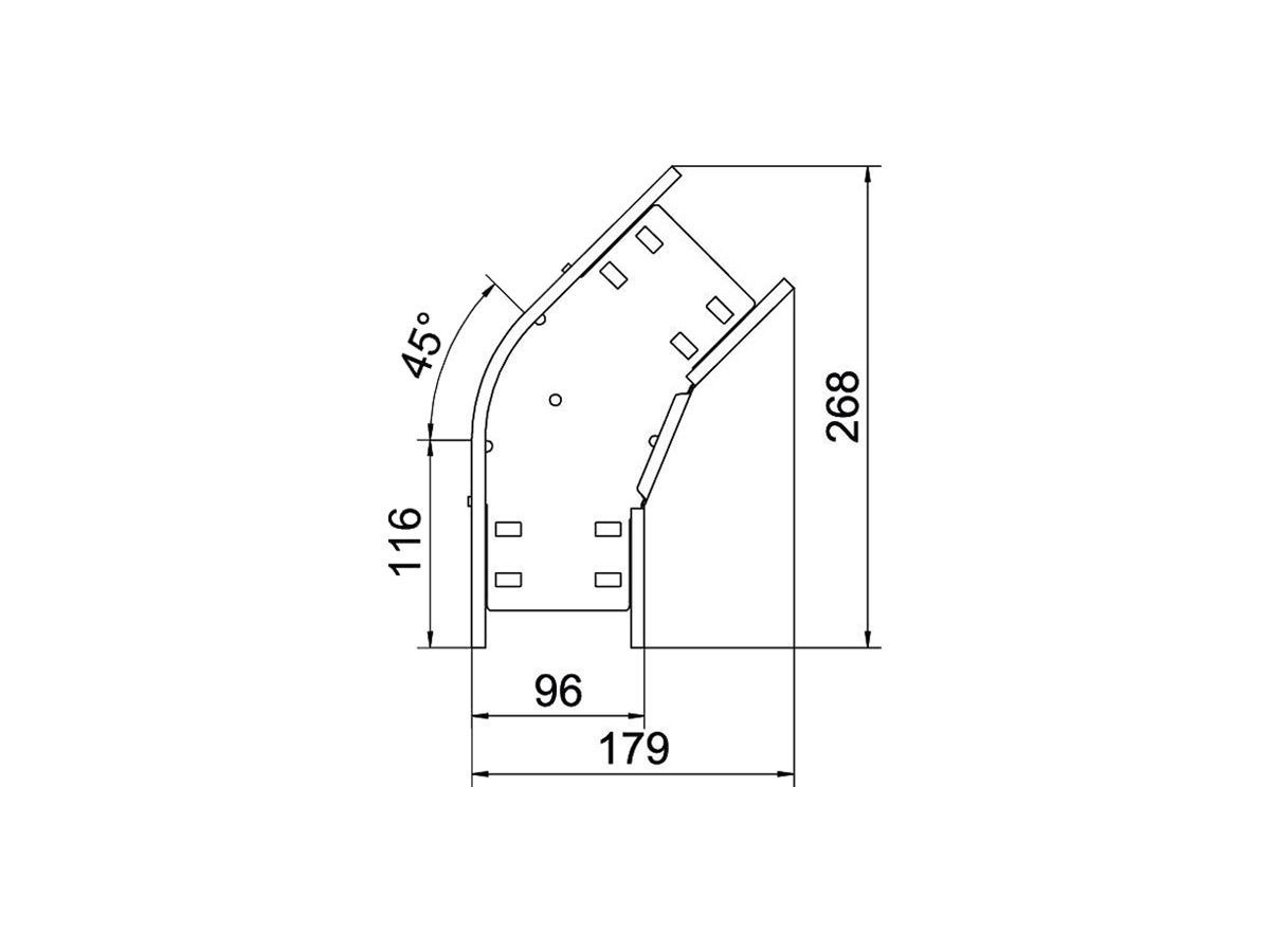 Bogen BET RB 45° 60×100mm Stahl bandverzinkt
