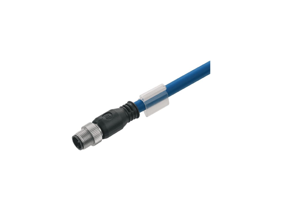 Kabel Weidmüller FBCEX einseitig offen, M12 2m Stift gerade geschirmt PVC blau