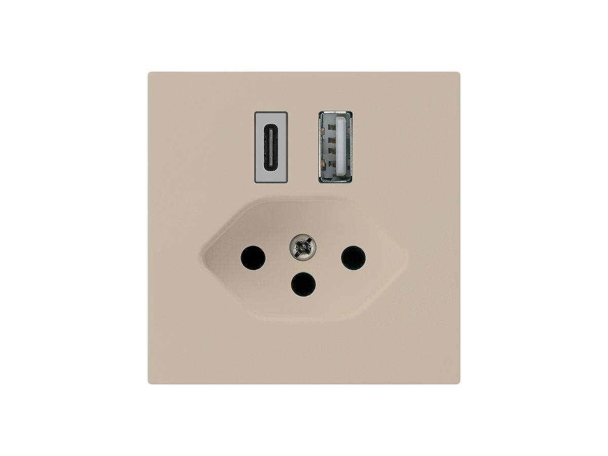USB-Ladesteckdose kallysto 18W PD 1×Typ A 1×Typ C T13 beige