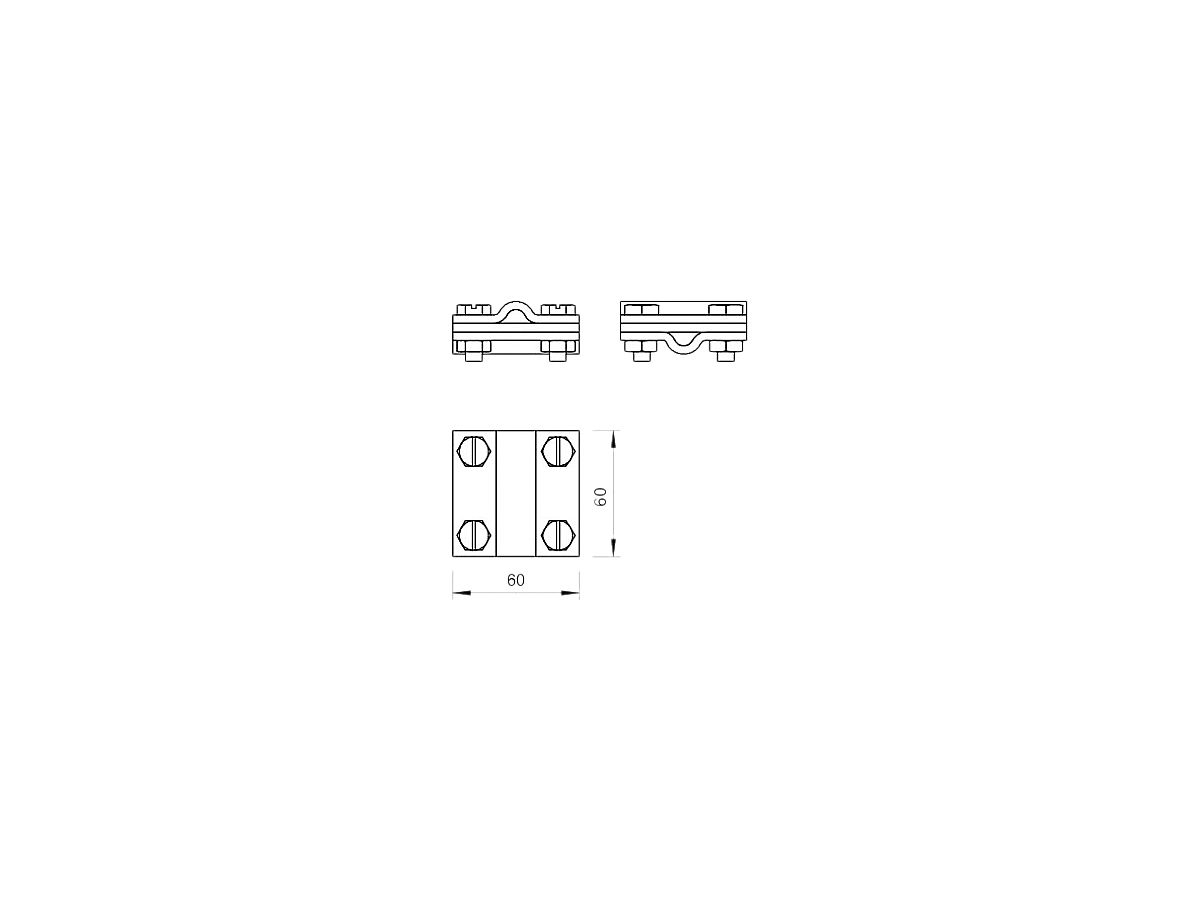 Kreuzverbinder Bettermann Ø 8…10mm V4A mit Zwischenplatte 60×60mm