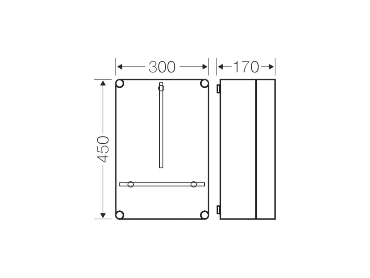 Zählergehäuse Hensel Mi, 300×450×170mm, Zählereinbautiefe 146mm