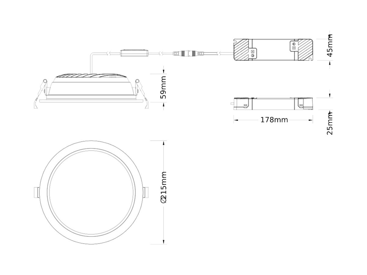 LED-Downlight LEDVANCE DL CMFT 30W 3600lm 3000K IP44 VWB DIM cenbat Ø215mm ws
