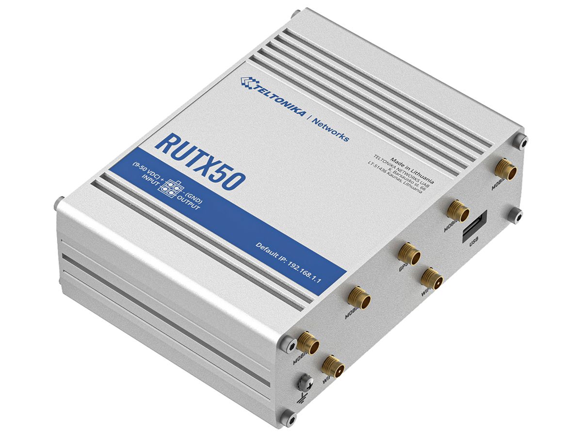 Router Teltonika RUTX50 5G 1×WAN 4×LAN WLAN 2.4GHz IPv4/IPv6 USB