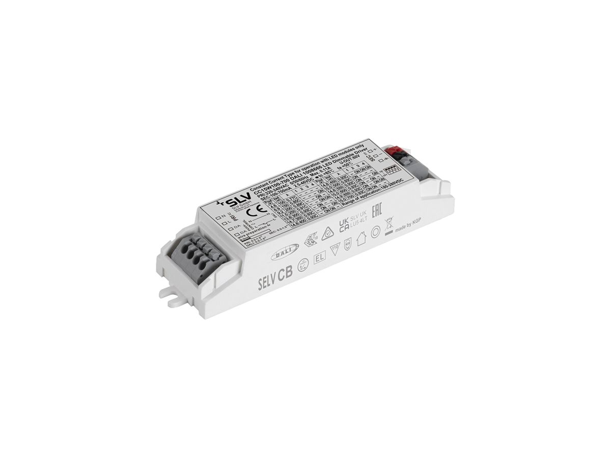 LED-Betriebsgerät SLV 4.6…15W 60V 100…700mA DALI 103.4×30×21mm