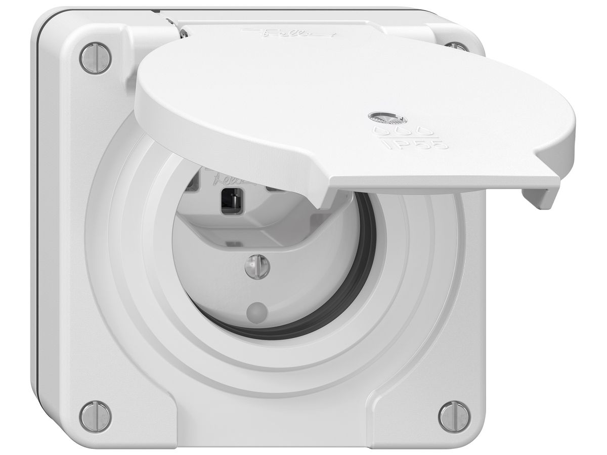 UP-Steckdose NEVO SNAPFIX® 1×T23 16A 250V beleuchtet 87×87×34mm IP55 ws