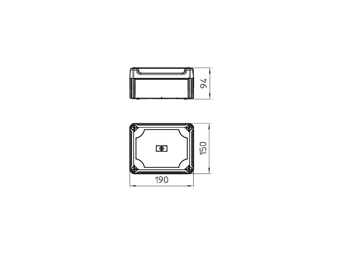 Kabelabzweigkasten Bettermann geschl. 190×150×94mm mit Deckel transparent