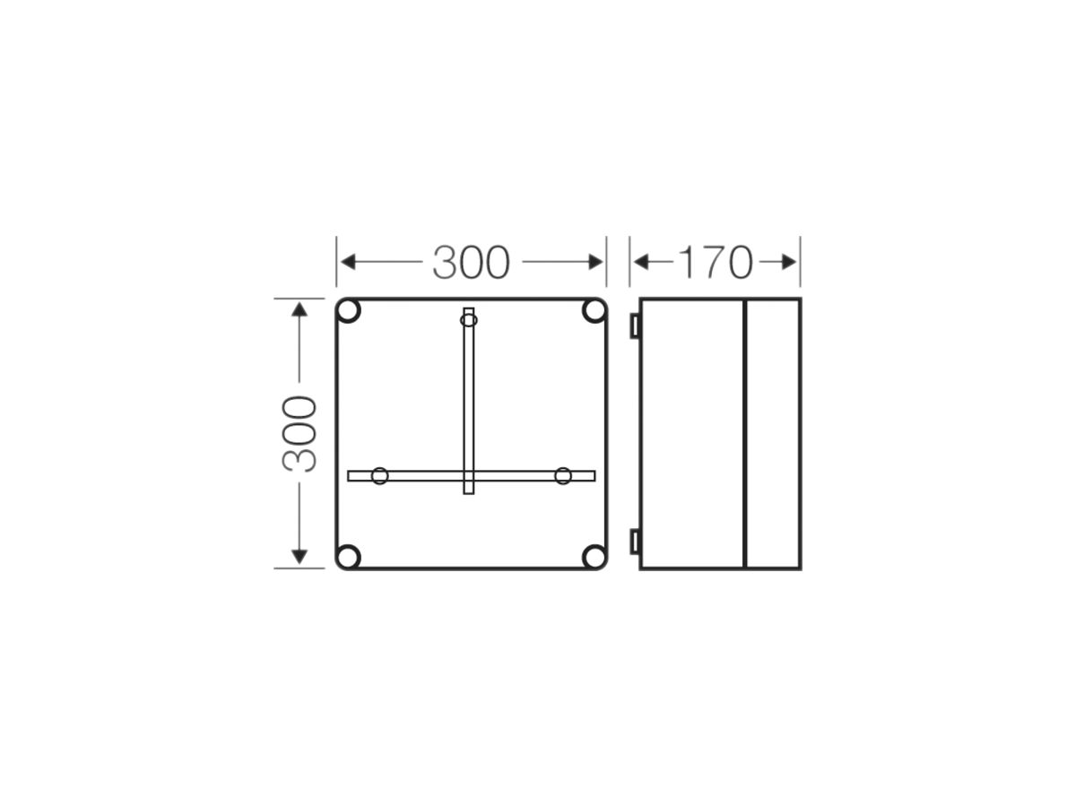 Zählergehäuse Hensel Mi, 300×300×170mm, Zählereinbautiefe 146mm