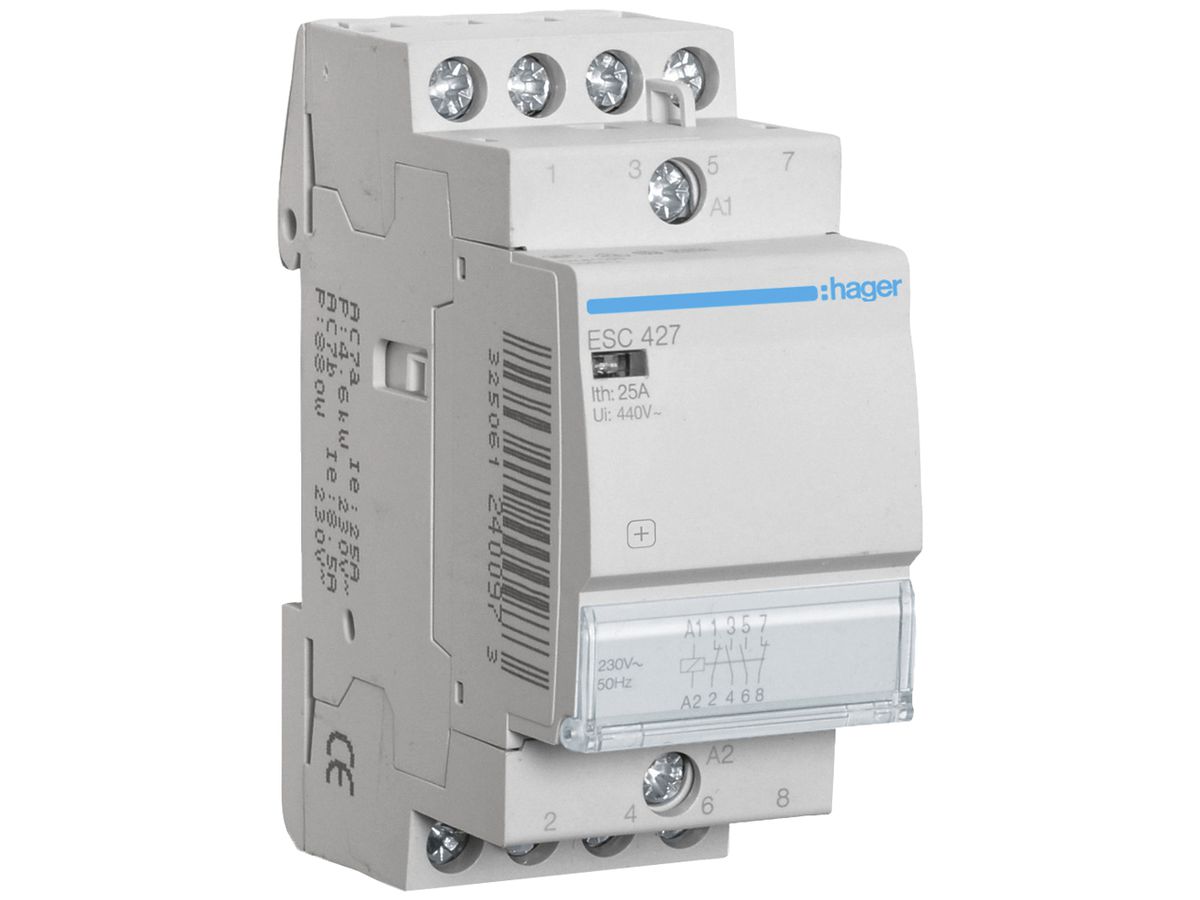 REG-Schütz Hager ESC 230VAC 2 Schliesser 2 Öffner 25A 2TE