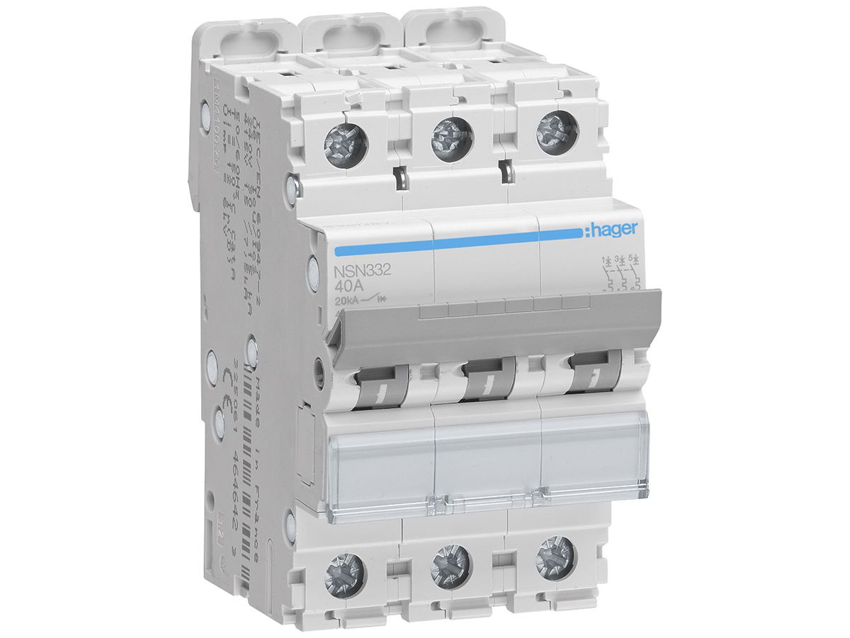 Leitungsschutzschalter Hager MCB 3P 415V Typ D 32A Icu 25kA 3TE