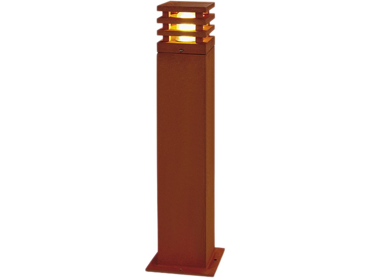 Standleuchte SLV RUSTY SQUARE 70, E27 11W IP55 Eisen gerostet