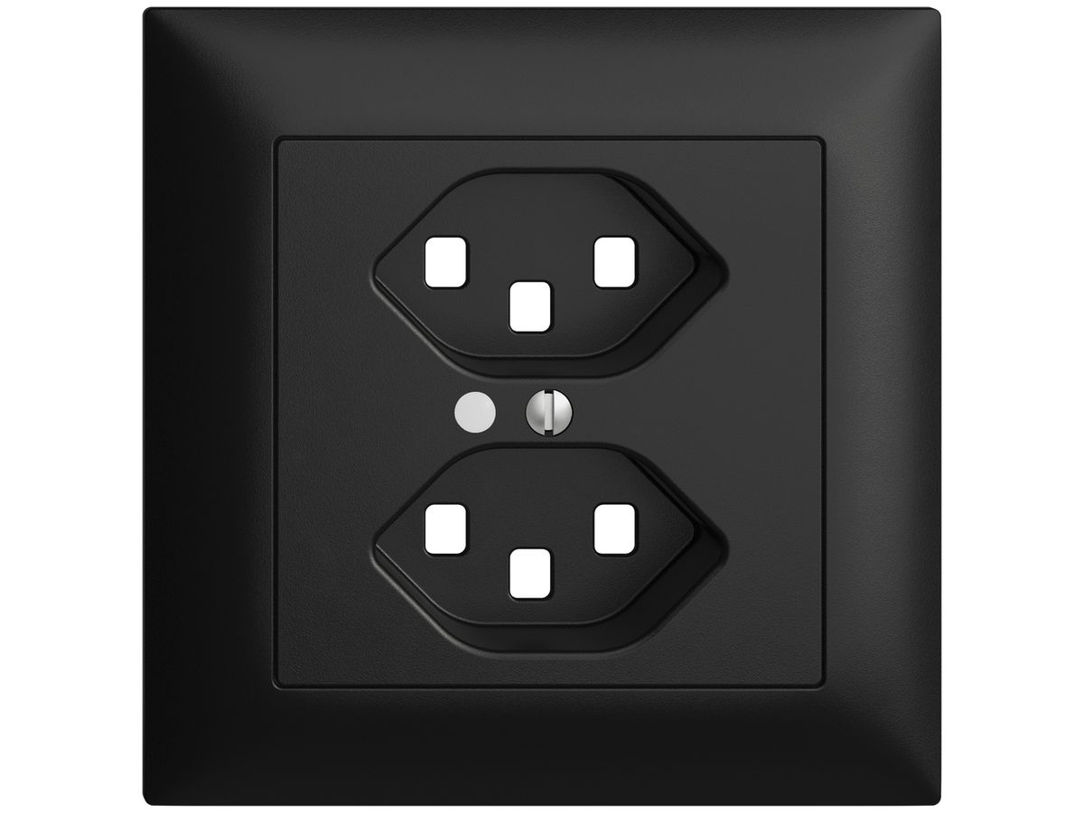 UP-Frontset EDIZIOdue schwarz 88×88mm 2×T23 mit Linse