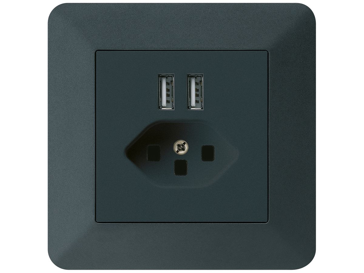 UP-Steckdose 2×USB & T23 kallysto.trend 2400mA schwarz