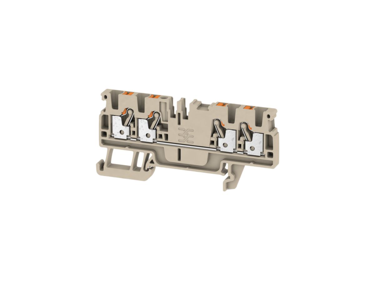 Durchgangs-Reihenklemme Weidmüller A4C PUSH IN 2.5mm² 4 Anschlüsse TS35 beige