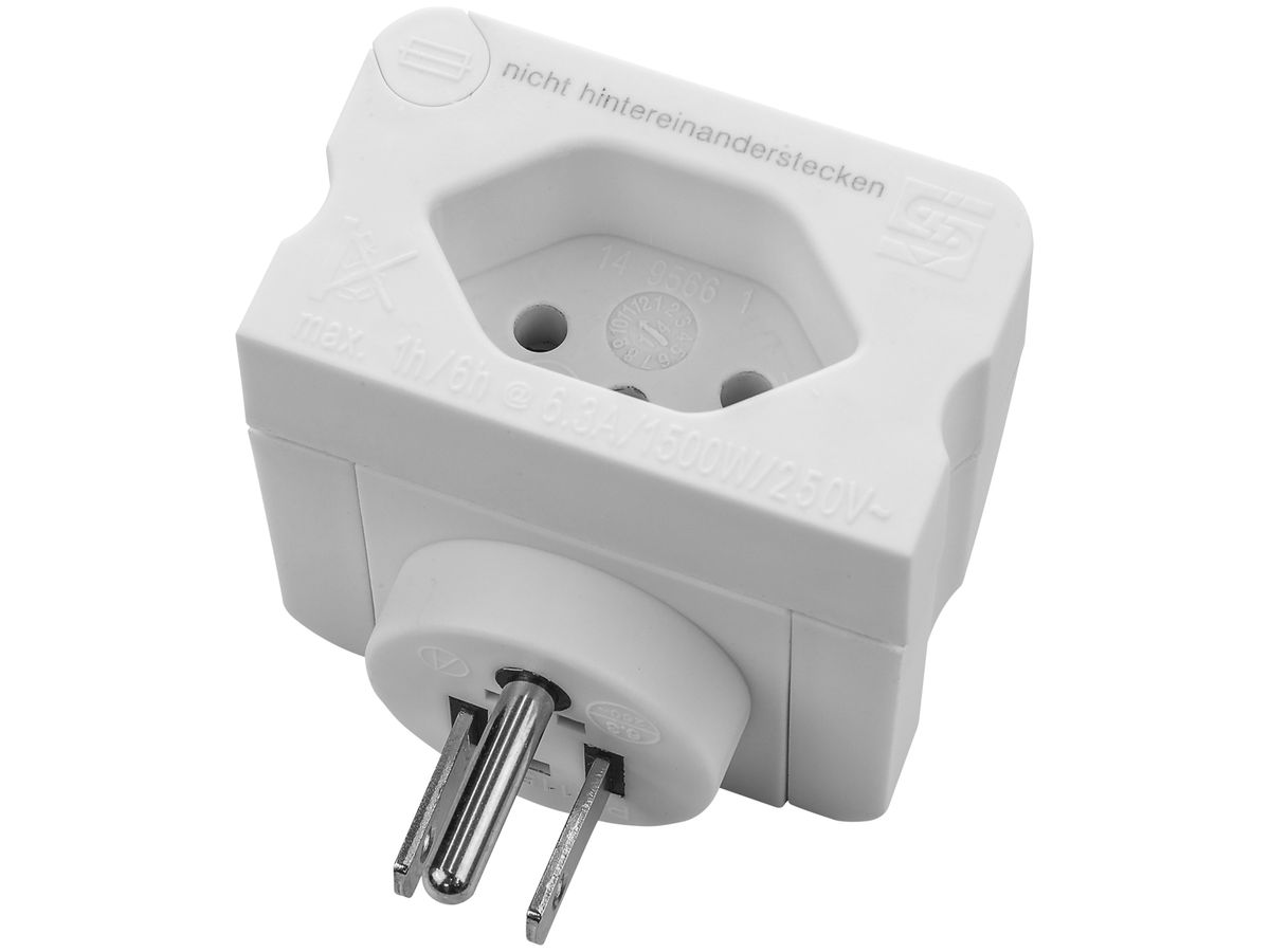 Adapter STEKO T13 Kupplung Stecker USA weiss 6.3A 250V