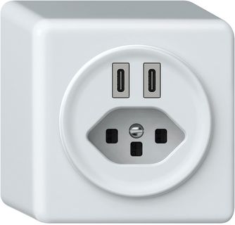 AP-USB-Ladesteckdose origin 2×USB-C 3000mA 5V mit Typ 23 weiss