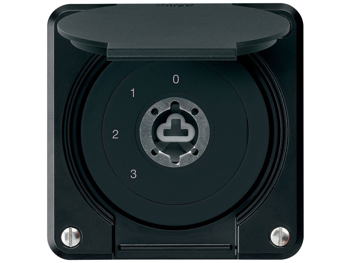 UP-Schlüsselschalter robusto IP55 Klappdeckel ohne Zylinder S5/1P schwarz Kombi