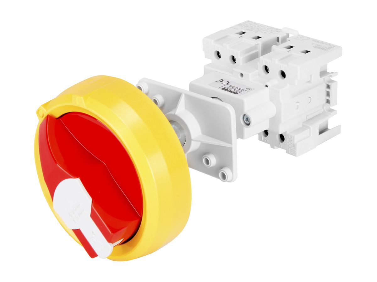 EB-Drehschalter GEWISS 32A 0/4L (0-1) Griff rot/gelb