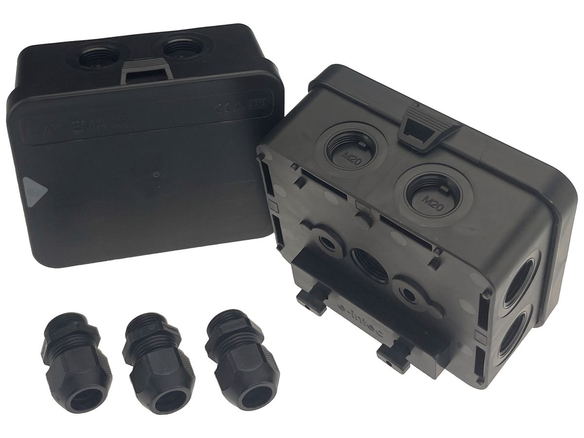 AP-Abzweigdose e-intec EasyFix 3 120×95×55mm IP65 schwarz