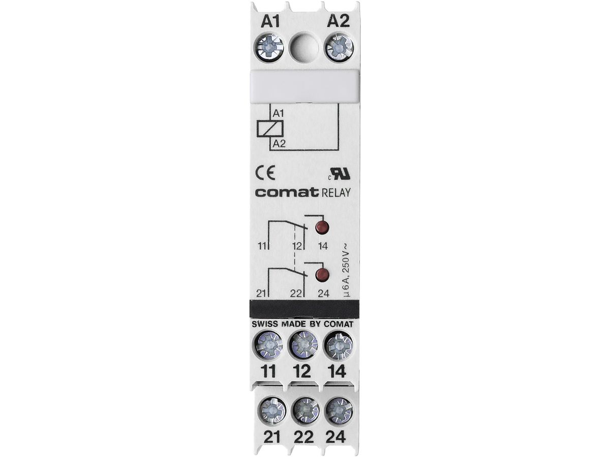 REG-Signalrelais ComatReleco C203.06, 24VUC 2W Ag/Au 0.5A 125VAC/2A 30VDC LED