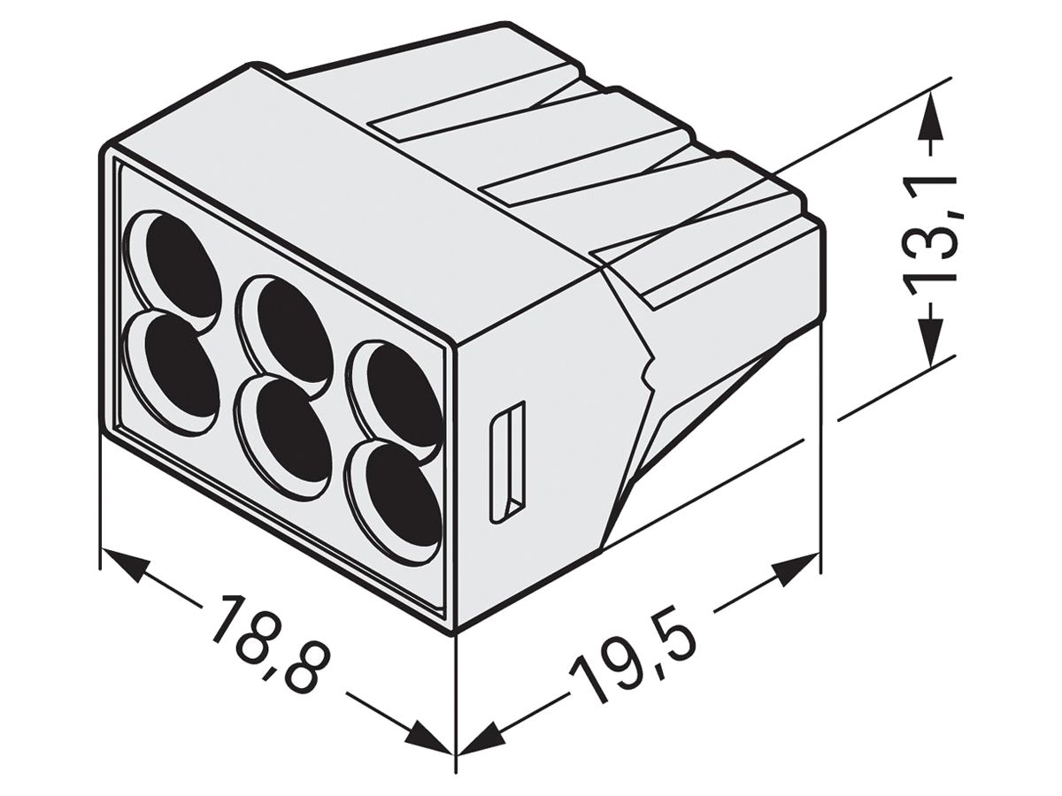 Verbindungsklemme WAGO 6P 0.75…2.5mm² Exe lichtgrau