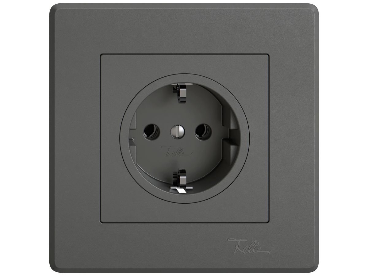 UP-Steckdose EDIZIO.liv SNAPFIX® SCHUKO 16A 230V 88×88mm dunkelgrau