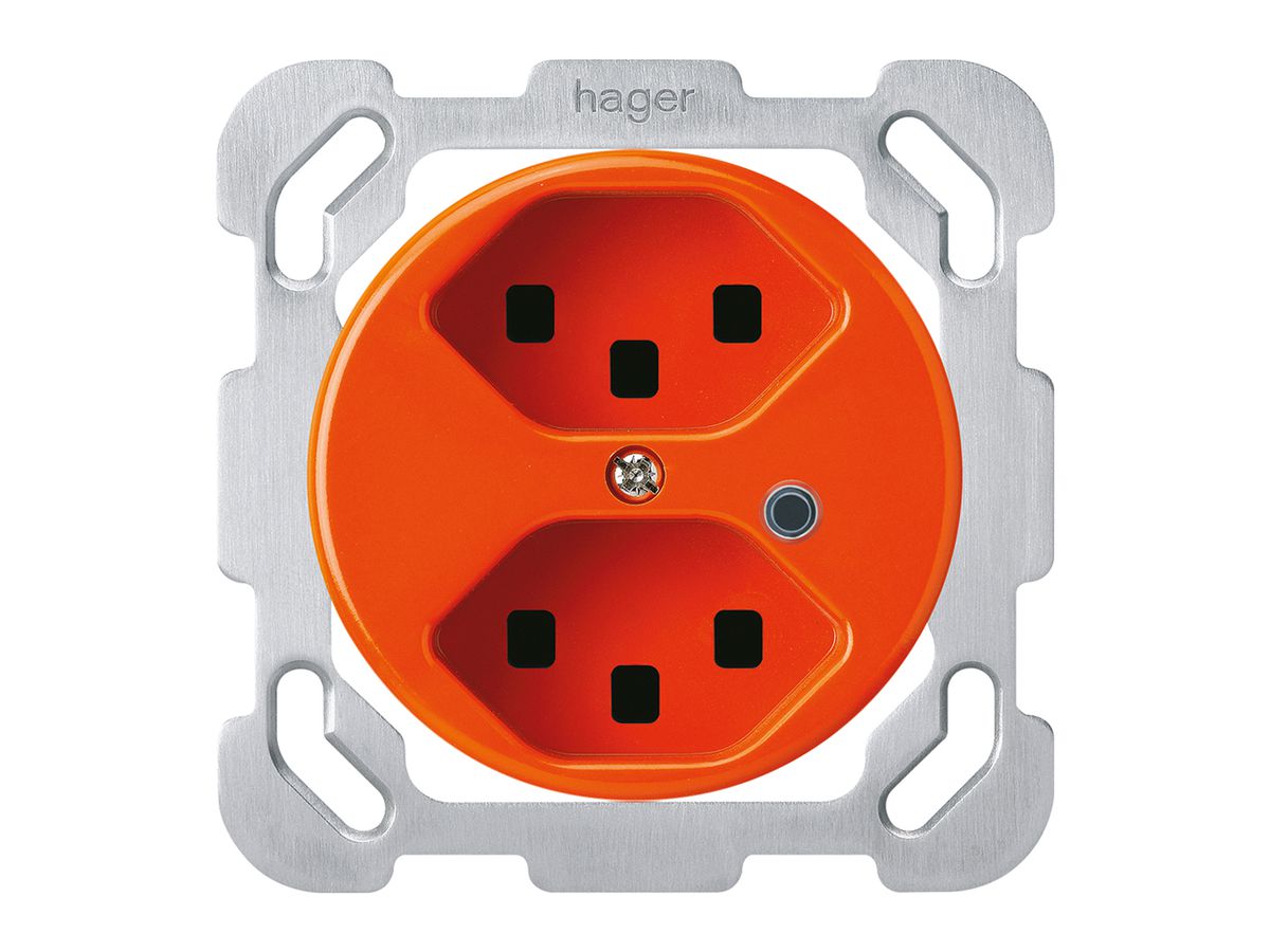 UP-Steckdose Hager basico 2×Typ 23 beleuchtet B orange