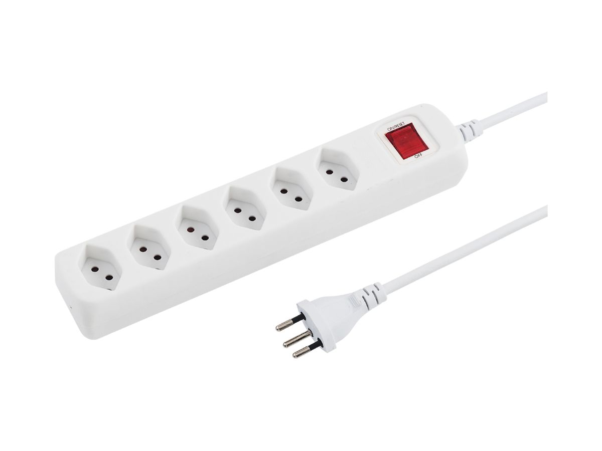 Steckdosenleiste STEBA POWER EASY 6×T13 mit Kinderschutz +Sch.1.5m weiss
