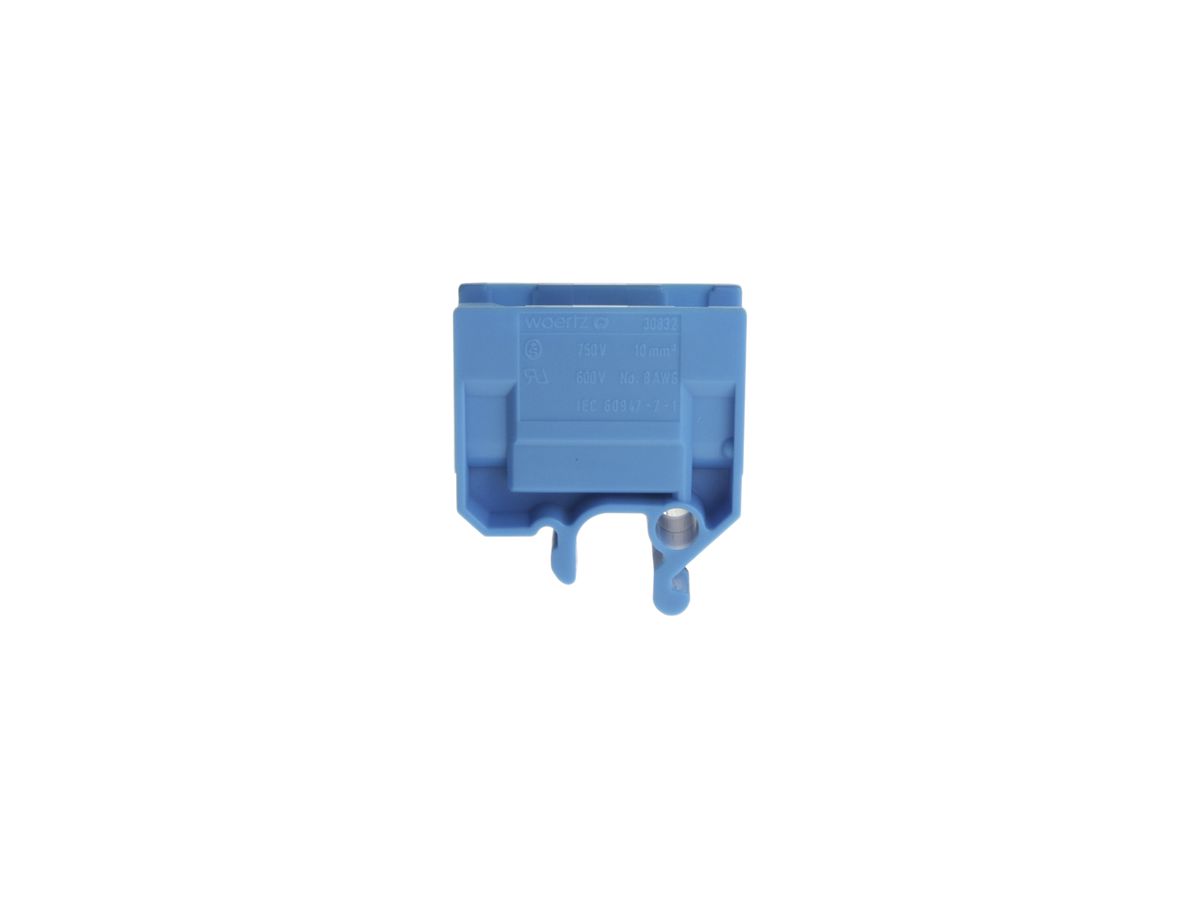Abzweigklemme Woertz 4…10mm² 57A 750V Schraubanschluss 2×1 G-Schiene blau