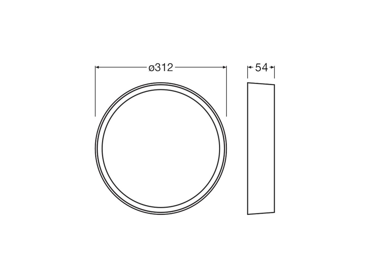 Zierring LEDVANCE BULKHEAD ROUND Ø312×54mm Kunststoff schwarz