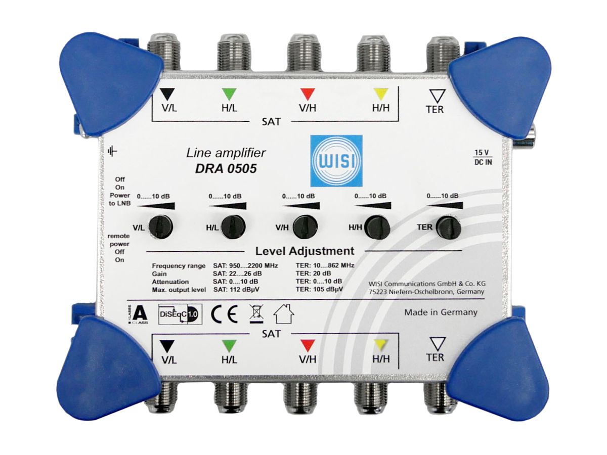 Linienverstärker WISI FLEXSWITCH für 1 Satellit+terrestrische Signale 16…26dB