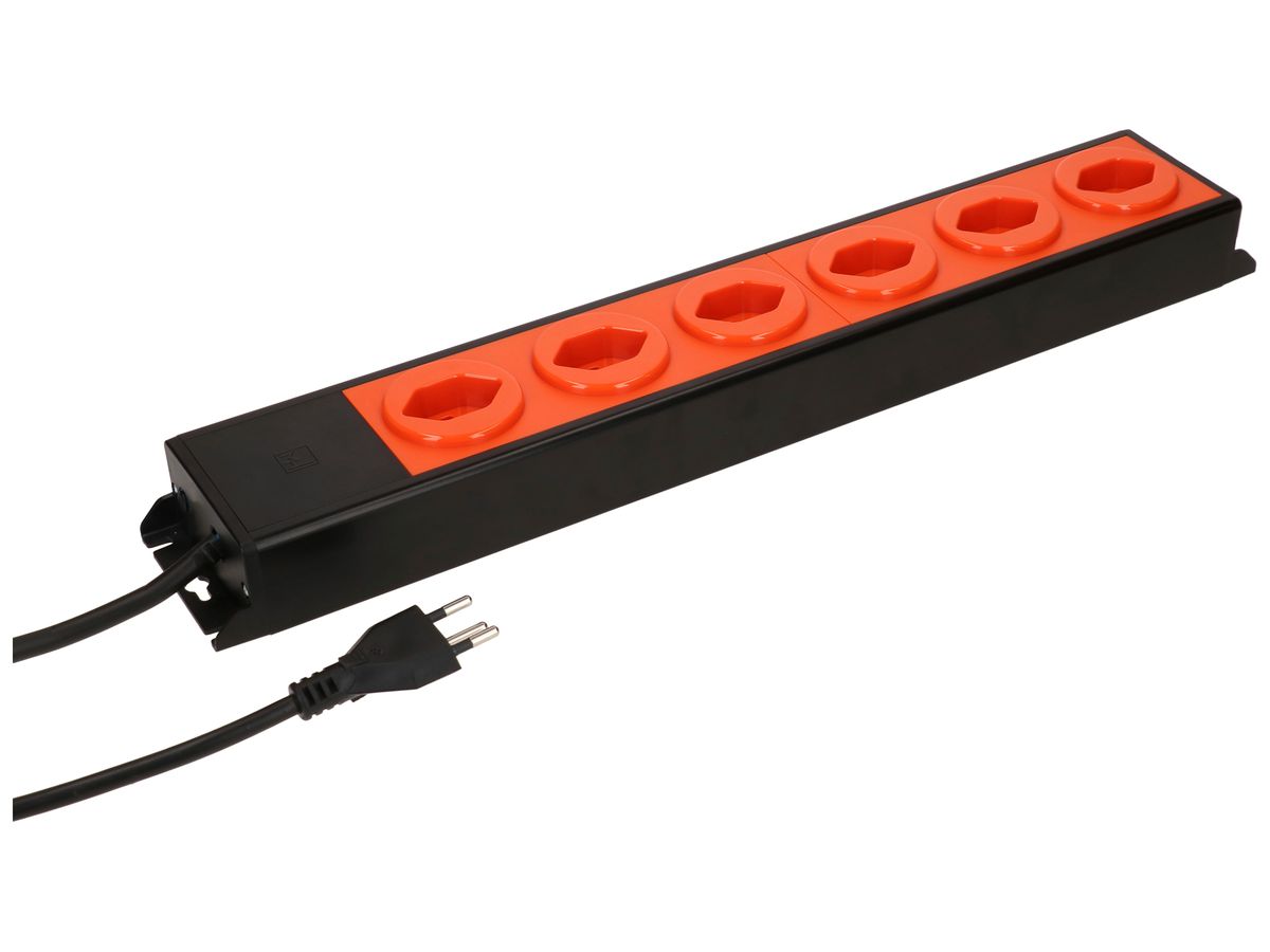 Steckdosenleiste MH POWER LINE 10A 6×T13 3m schwarz-orange