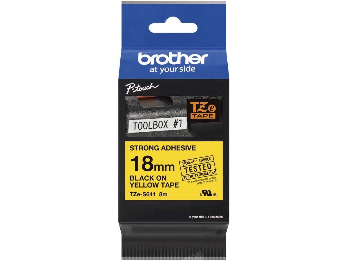 Schriftbandkassette Brother TZe 18mm×8m, gelb/schwarz
