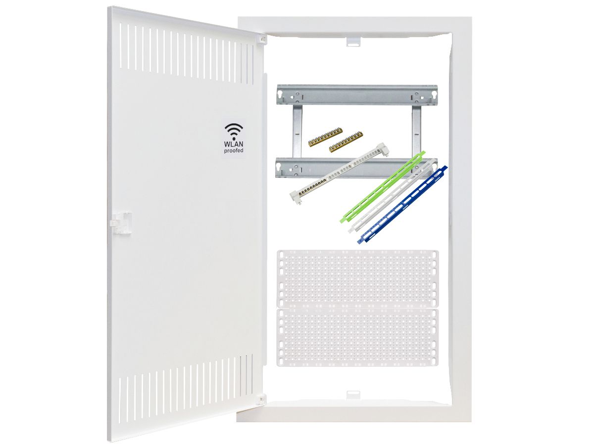 Ausbaupaket Kombiverteiler Media Schrack - 4-Reihe, 2xDIN + 2xMedia, weiss