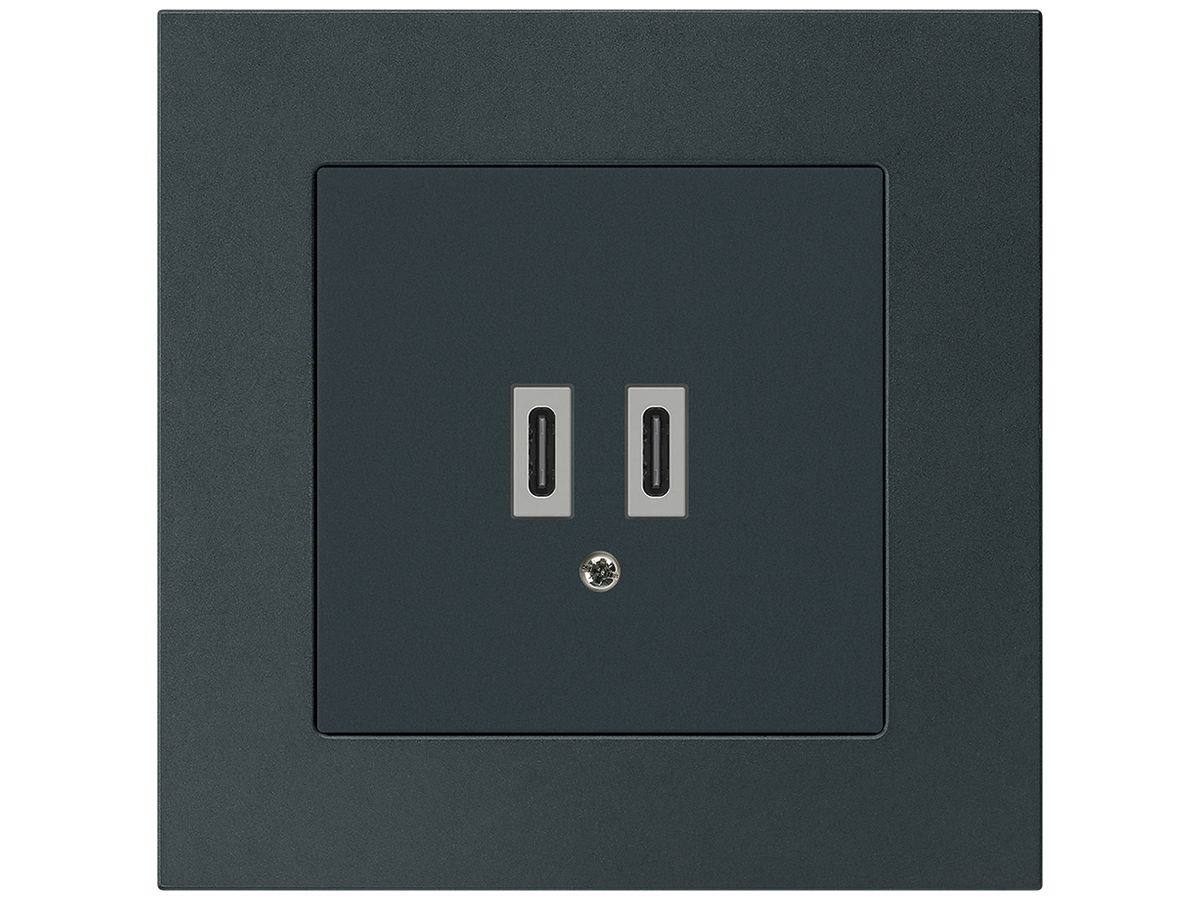 UP-USB-Ladesteckdose Hager kallysto.pro C-C 20W 5V 94×94mm schwarz
