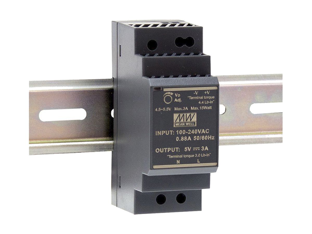 REG-Schaltnetzteil MEAN WELL HDR-30-48, IN: 85…264VAC, OUT: 48VDC/36W, 2TE