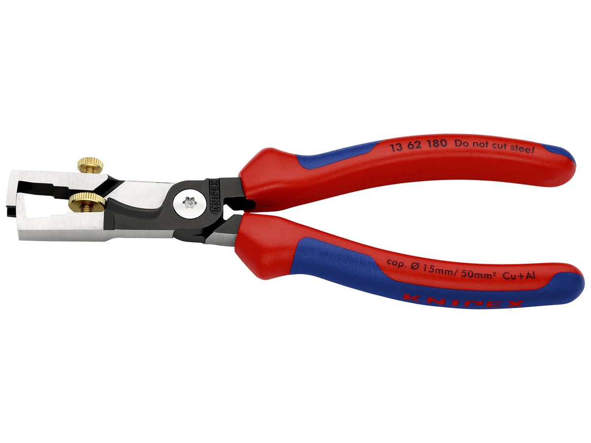 Abisolierzange KNIPEX Ø15mm/10mm² 180mm verchromt mit Mehrkomponenten-Hüllen