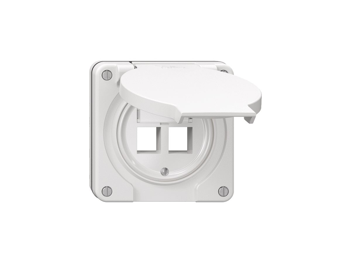 NUP-Anschlussdose Dätwyler für 2×RJ45-MS-C6A/RJ45-KS-T/PS-GG45, weiss