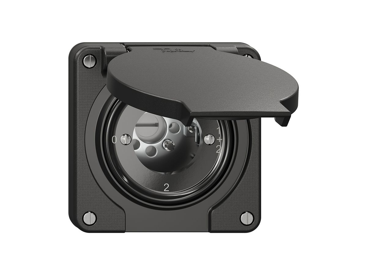 Drehschalter NEVO N.CO 1/1 L, ohne Zylinder, KS, 0-1-1+2-2, schwarz