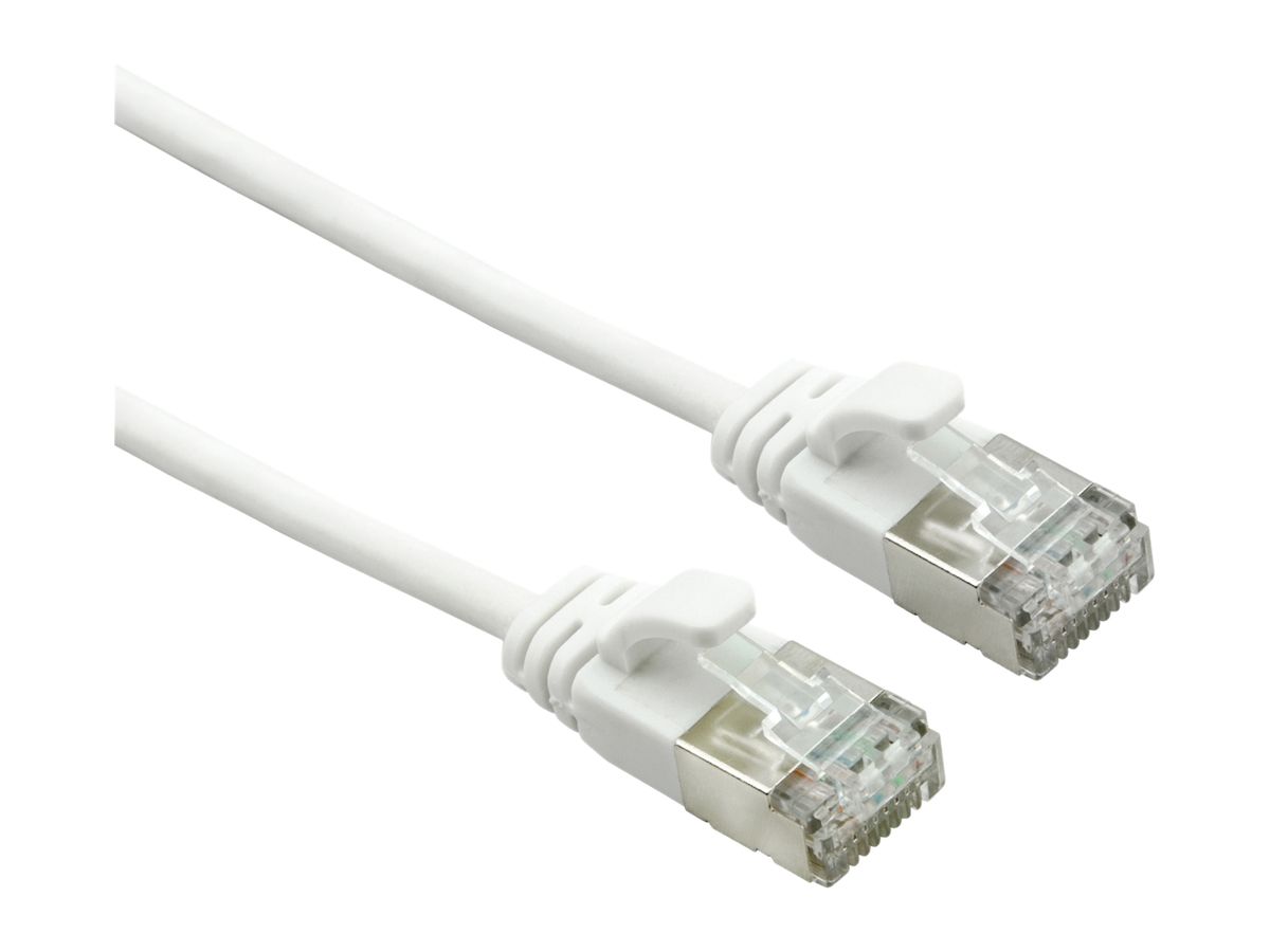 Patchkabel RJ45 ROLINE Slim 3m weiss U-FTP Kat.7 LSZH Kl. F 10GB