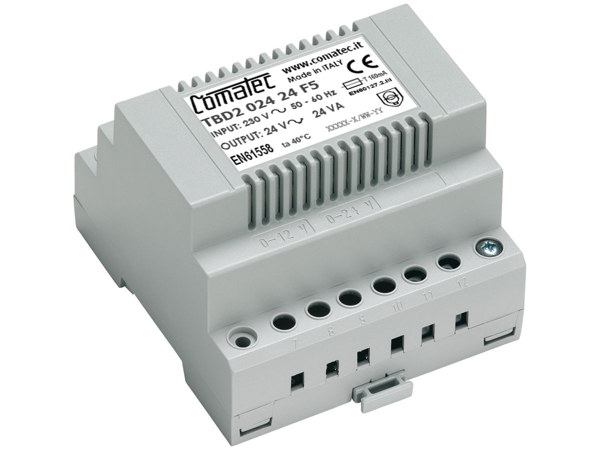 REG-Trenntransformator Comatec TBD2, IN: 230VAC, OUT: 24VAC/24VA, 5TE