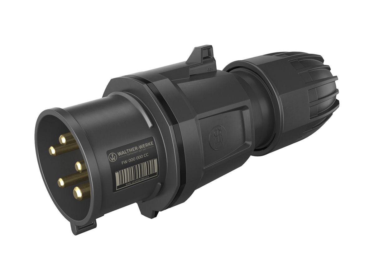 Stecker CEE NEO 5P 32A 500V 7h schwarz IP54 schraublose Klemme