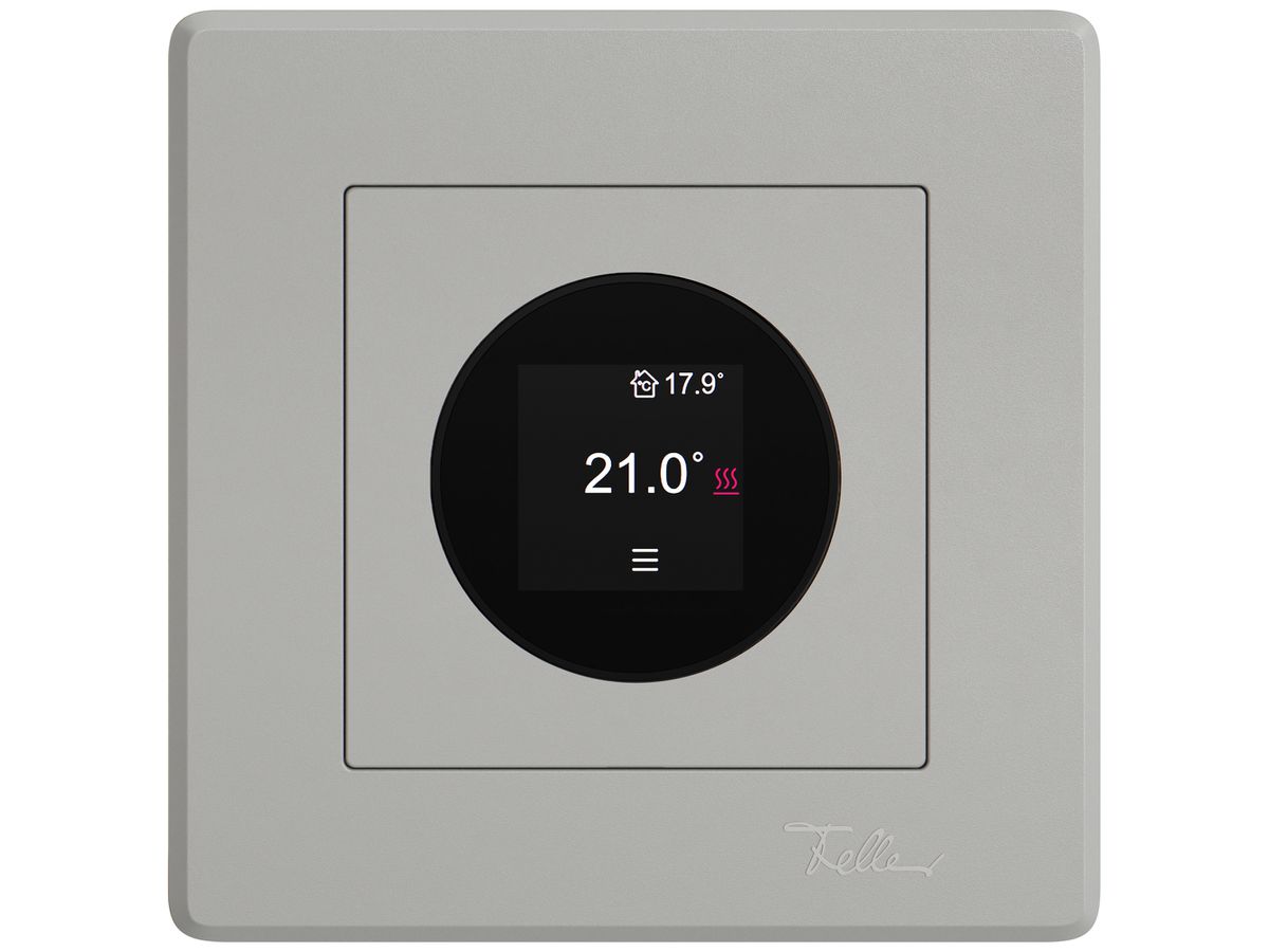 UP-Raumthermostat EDIZIO.liv SNAPFIX® 230VAC 4…30°C 96×96mm hellgrau