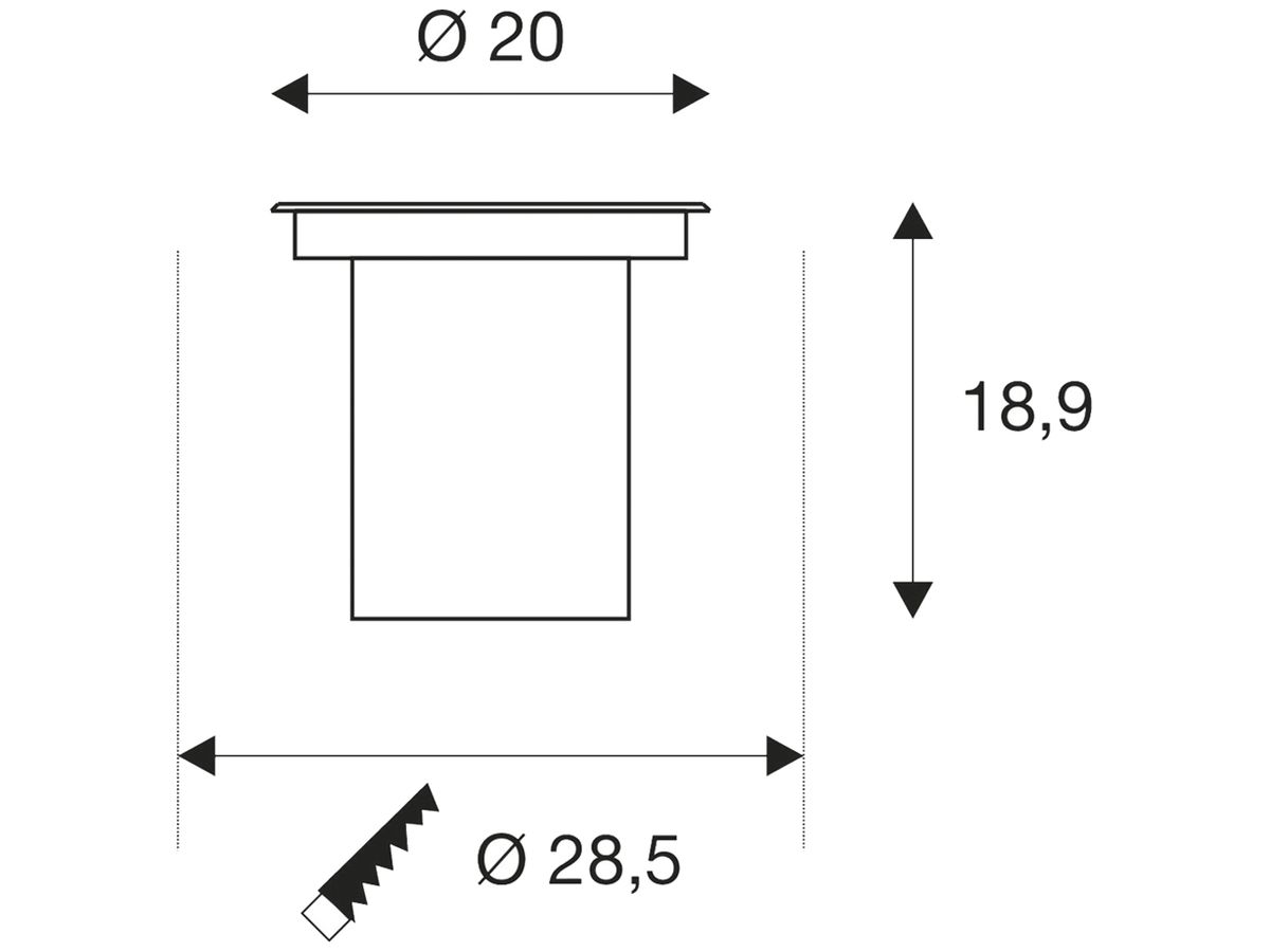 EB-LED-Bodenleuchte SLV DASAR L IP65 19W 1950lm 840 DALI 200×200 Edelstahl