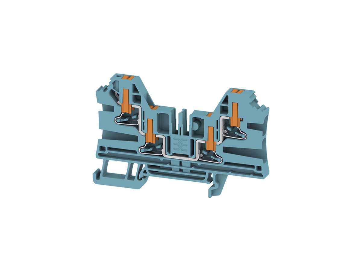 Durchgangs-Reihenklemme WM AL4C 4 BL 4mm² 32A 1000V PUSH IN 4×1 TH35 blau