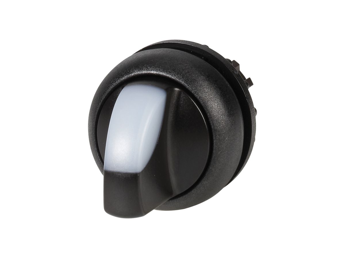 Leucht-Knebelgriff ETN RMQ 2 Stel.tastend schwarz/weiss, Ring schwarz